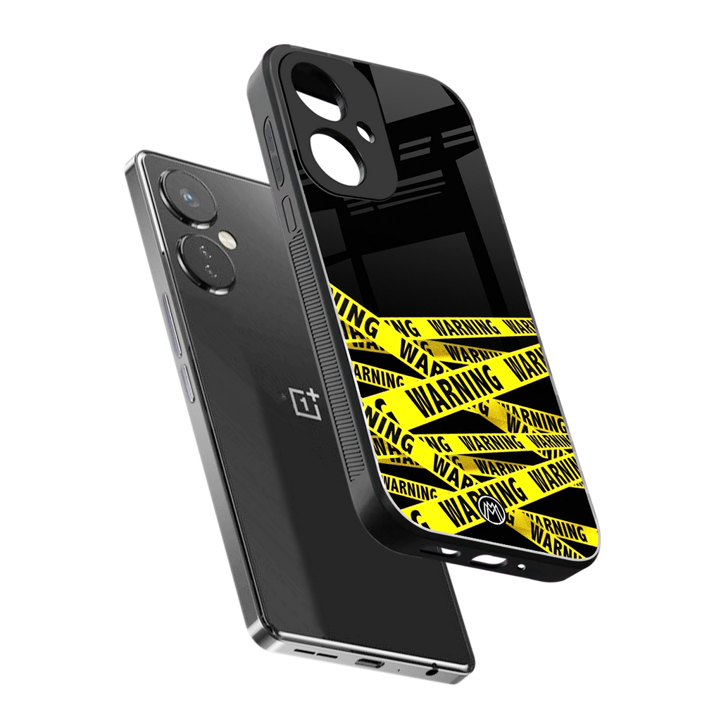warning tape back phone cover | glass case for oneplus nord ce 3