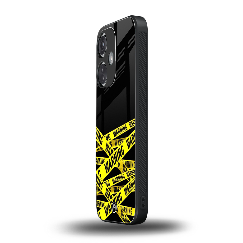 warning tape back phone cover | glass case for oneplus nord ce 3