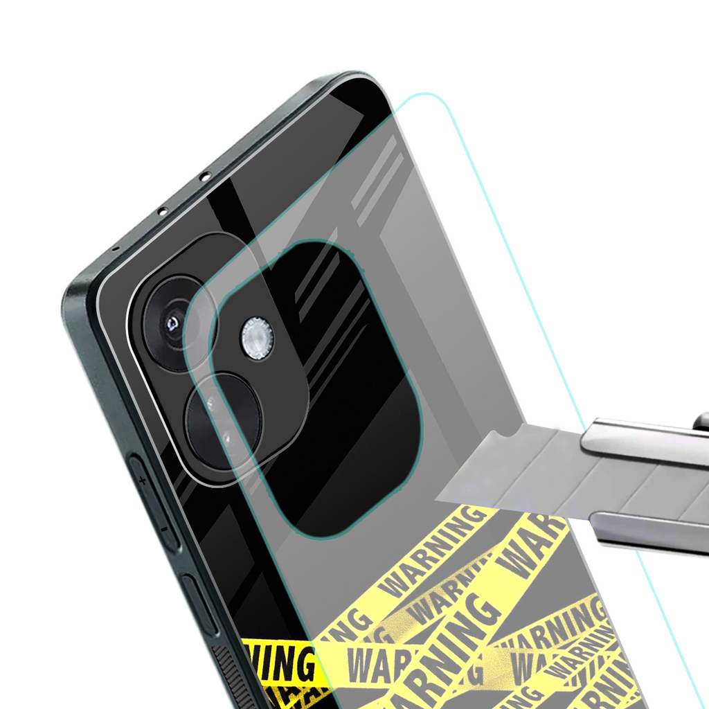 warning tape back phone cover | glass case for oneplus nord ce 3
