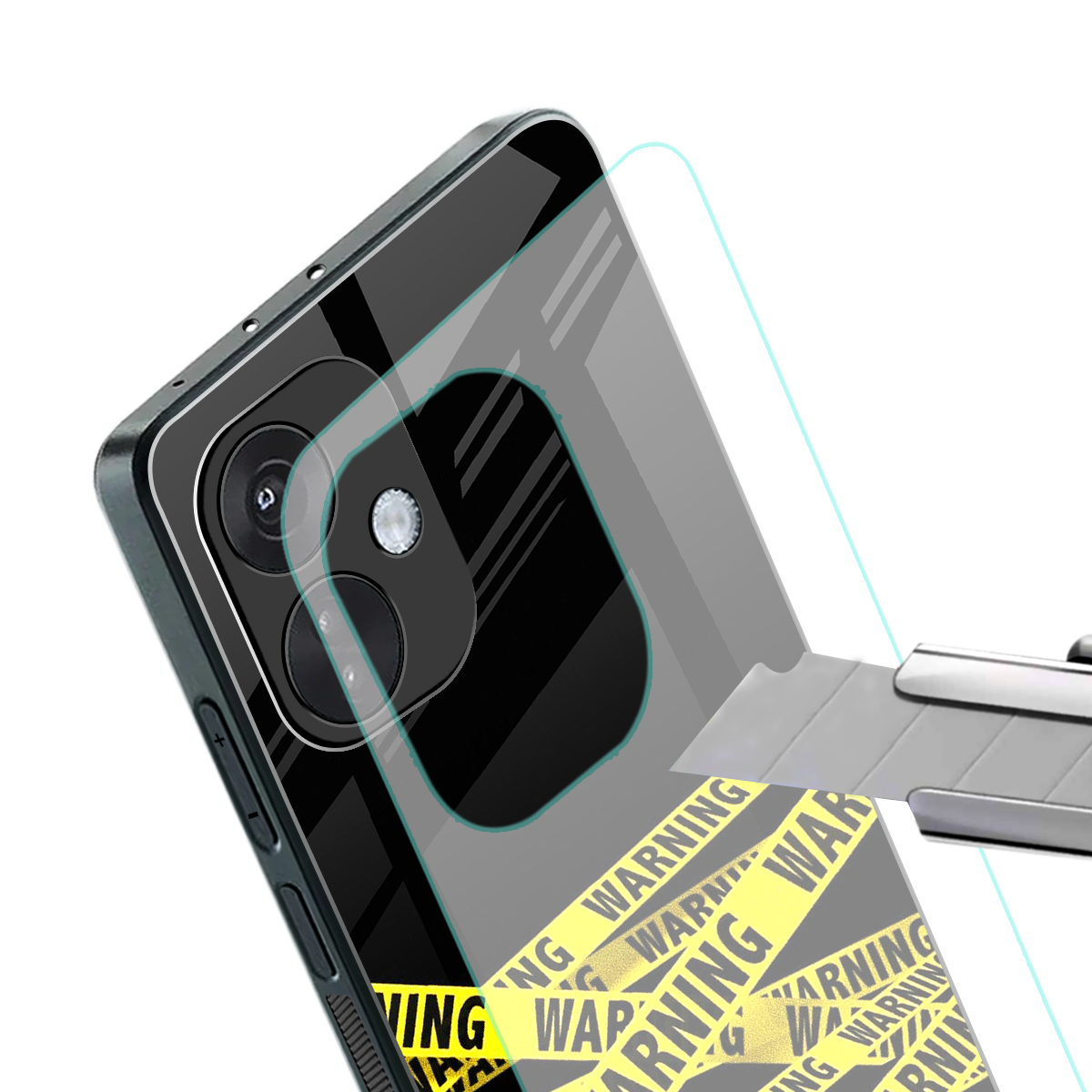 warning tape back phone cover | glass case for oneplus nord ce 3