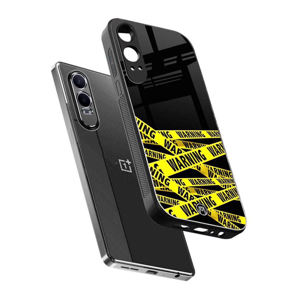 warning tape back phone cover | glass case for oneplus nord ce 4 lite