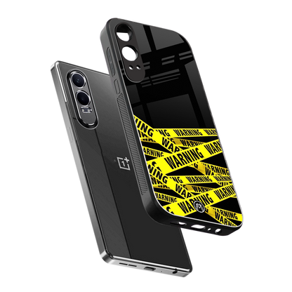 warning tape back phone cover | glass case for oneplus nord ce 4 lite