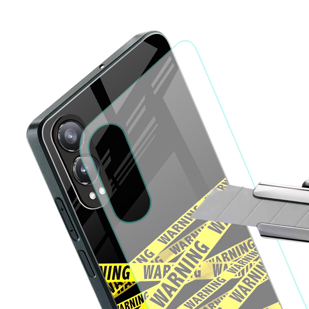 warning tape back phone cover | glass case for oneplus nord ce 4 lite