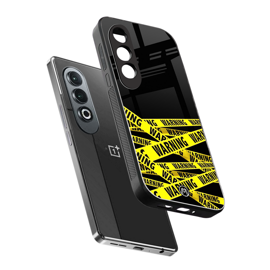 warning tape back phone cover | glass case for oneplus nord ce 4