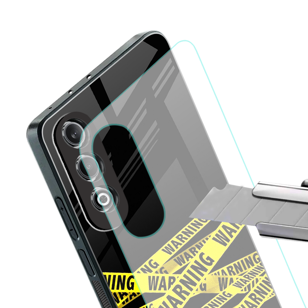 warning tape back phone cover | glass case for oneplus nord ce 4