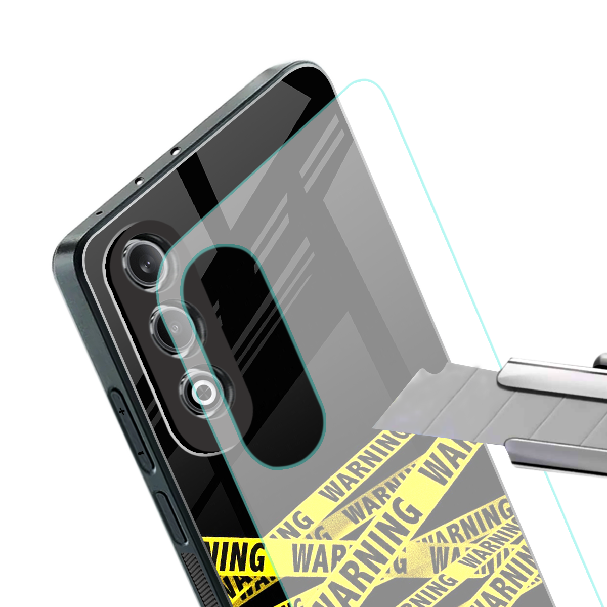 warning tape back phone cover | glass case for oneplus nord ce 4