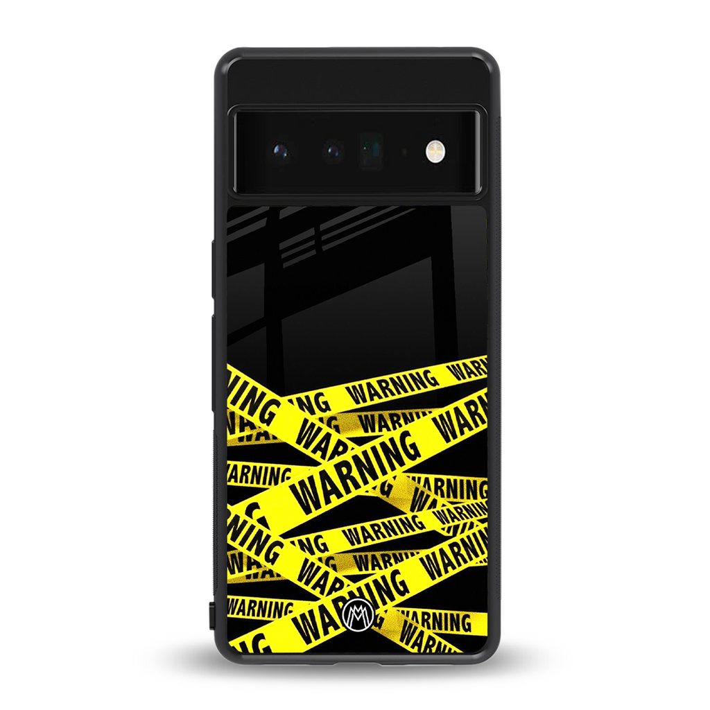 warning tape back phone cover | glass case for google pixel 6 pro