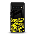 warning tape back phone cover | glass case for google pixel 6 pro