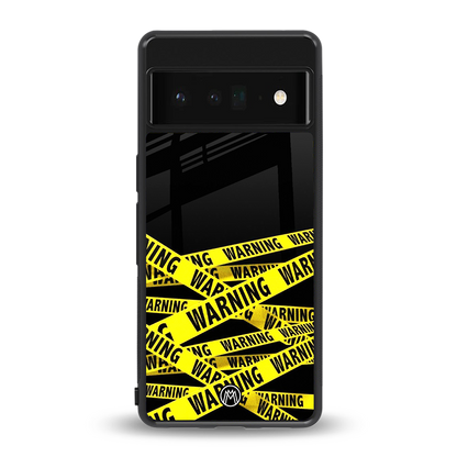 warning tape back phone cover | glass case for google pixel 6 pro