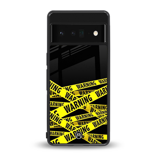 warning tape back phone cover | glass case for google pixel 6 pro