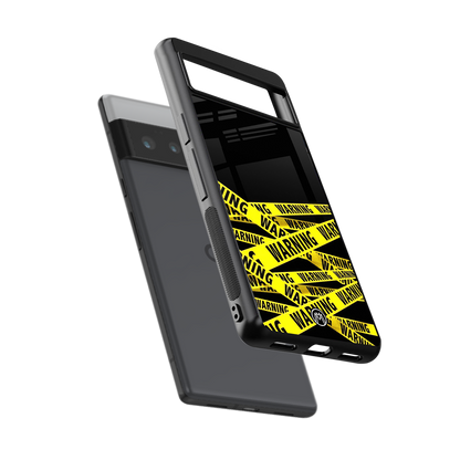 warning tape back phone cover | glass case for google pixel 6 pro