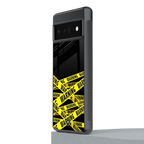 warning tape back phone cover | glass case for google pixel 6 pro