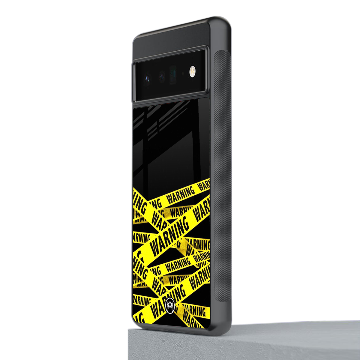 warning tape back phone cover | glass case for google pixel 6 pro