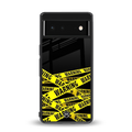 warning tape back phone cover | glass case for google pixel 6