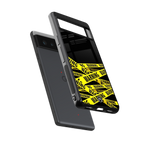 warning tape back phone cover | glass case for google pixel 6