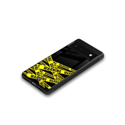 warning tape back phone cover | glass case for google pixel 6