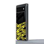 warning tape back phone cover | glass case for google pixel 6