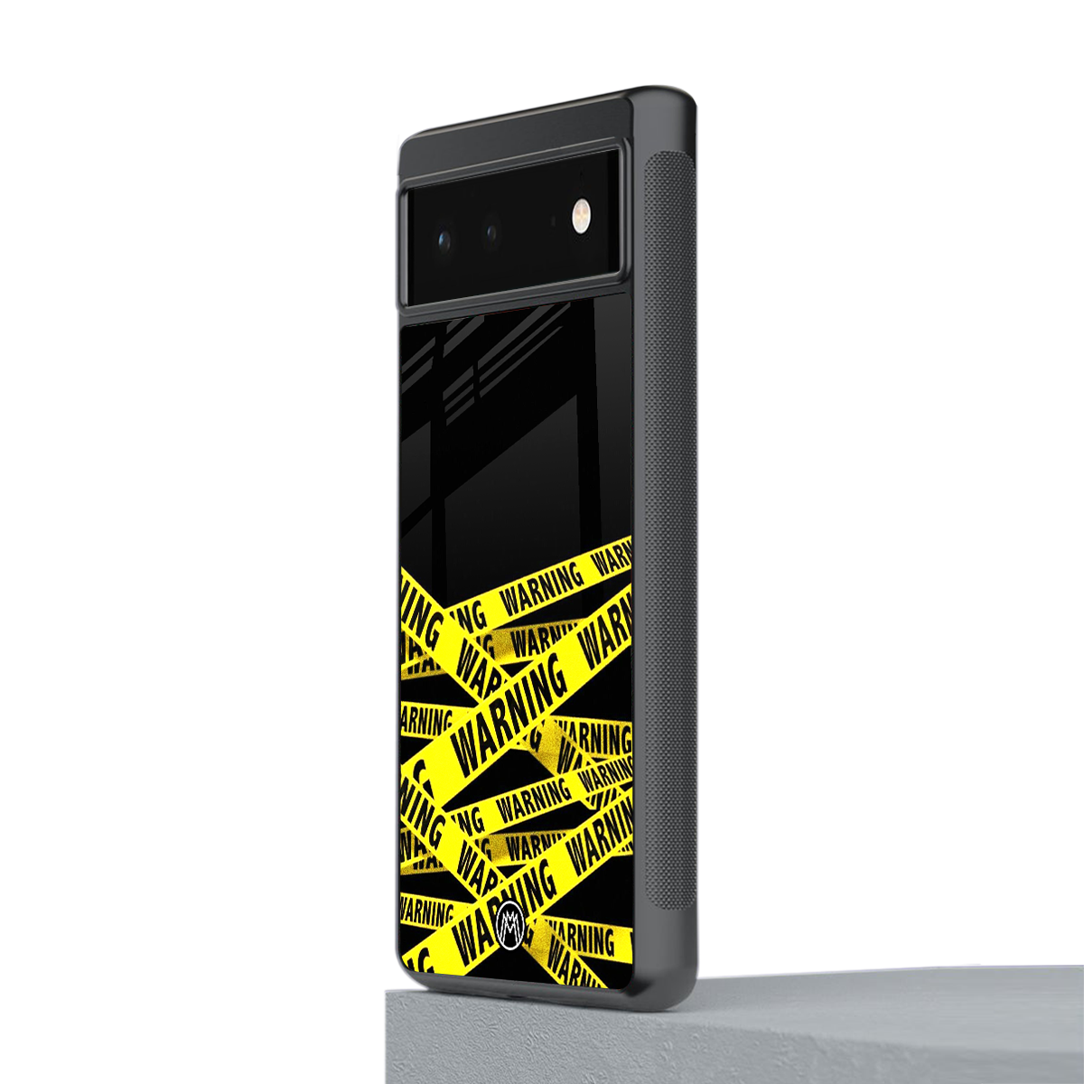 warning tape back phone cover | glass case for google pixel 6