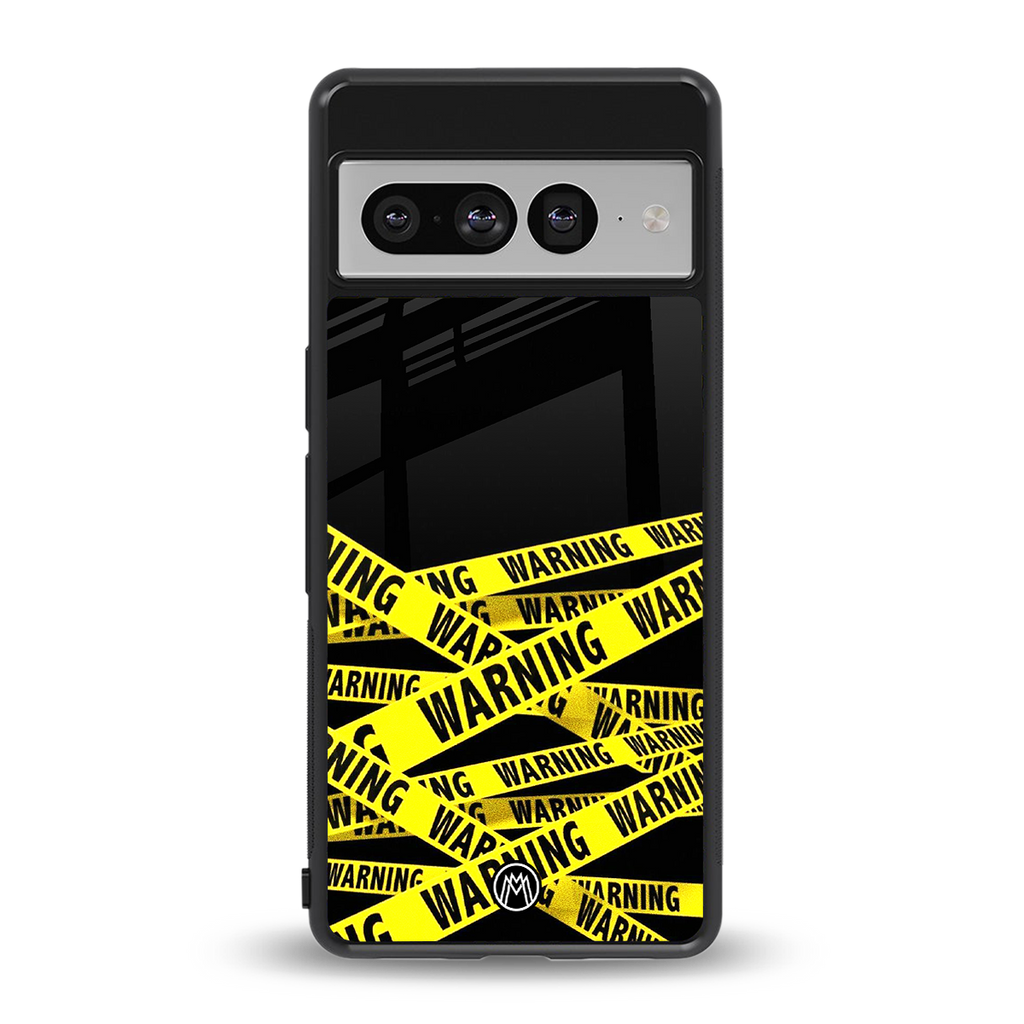 warning tape back phone cover | glass case for google pixel 7 pro