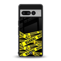 warning tape back phone cover | glass case for google pixel 7 pro