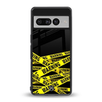 warning tape back phone cover | glass case for google pixel 7 pro