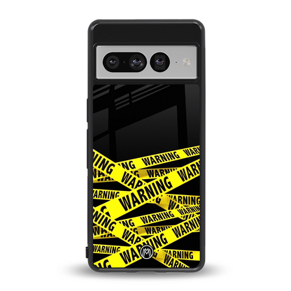 warning tape back phone cover | glass case for google pixel 7 pro