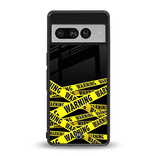 warning tape back phone cover | glass case for google pixel 7 pro