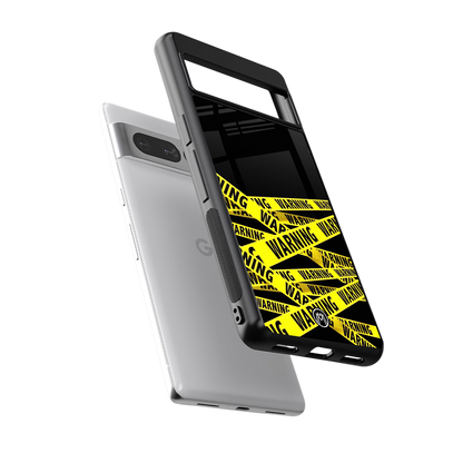 warning tape back phone cover | glass case for google pixel 7 pro