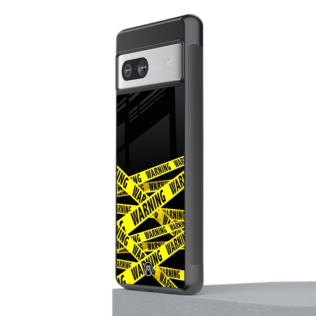warning tape back phone cover | glass case for Google Pixel 7