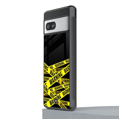 warning tape back phone cover | glass case for Google Pixel 7
