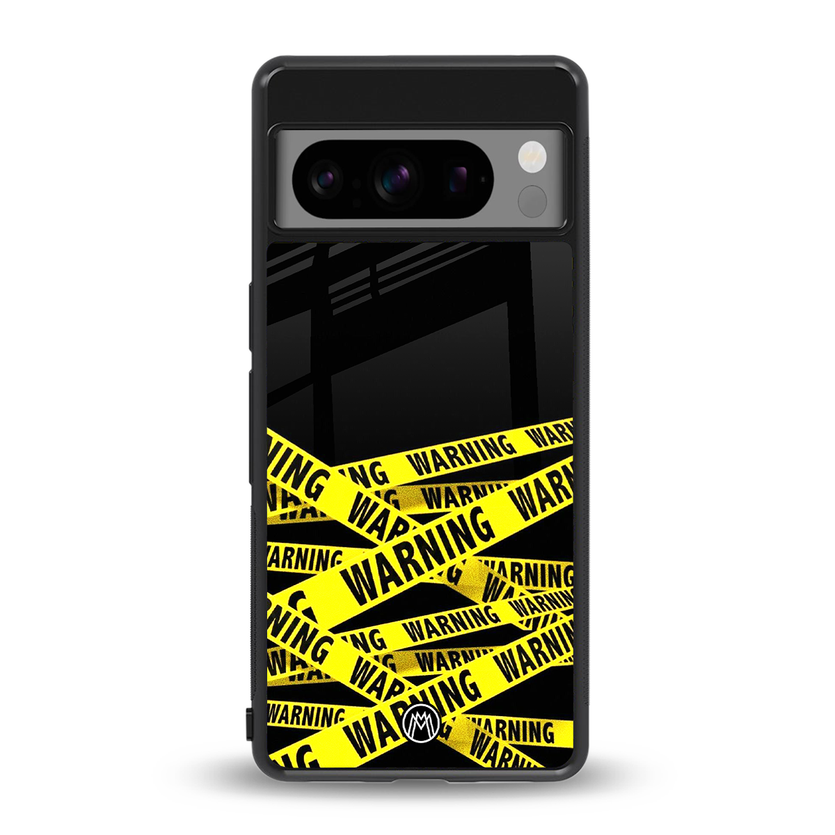 warning tape back phone cover | glass case for google pixel 8 pro