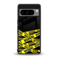 warning tape back phone cover | glass case for google pixel 8 pro