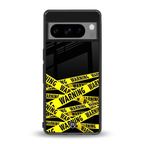 warning tape back phone cover | glass case for google pixel 8 pro