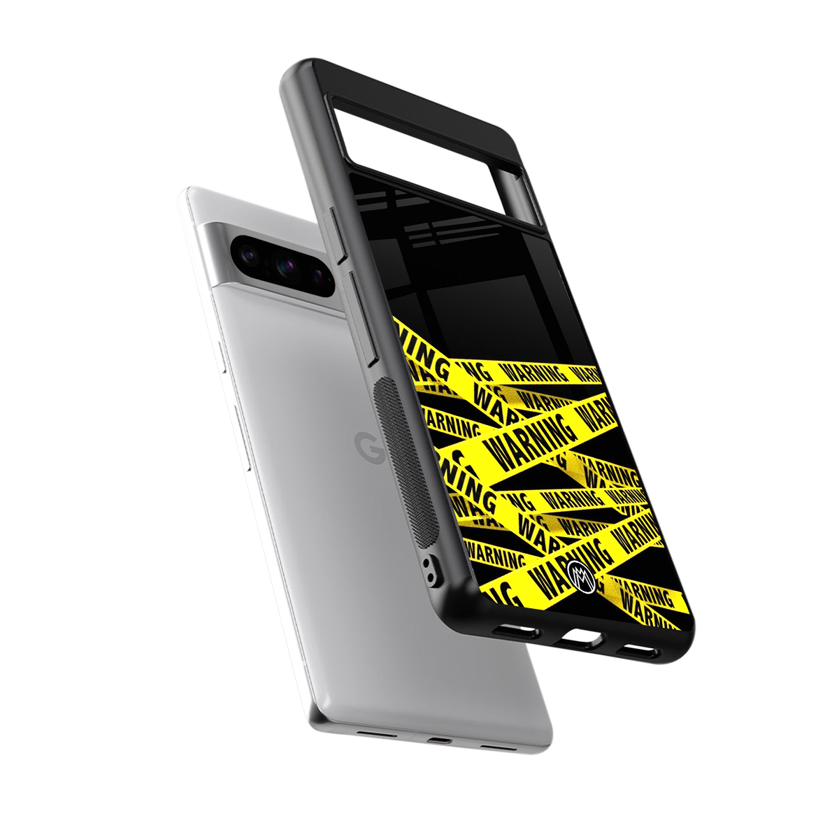 warning tape back phone cover | glass case for google pixel 8 pro