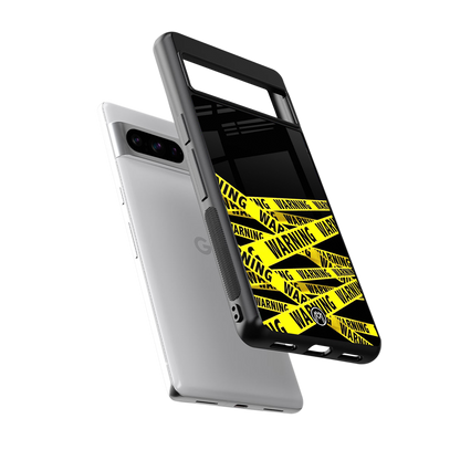 warning tape back phone cover | glass case for google pixel 8 pro