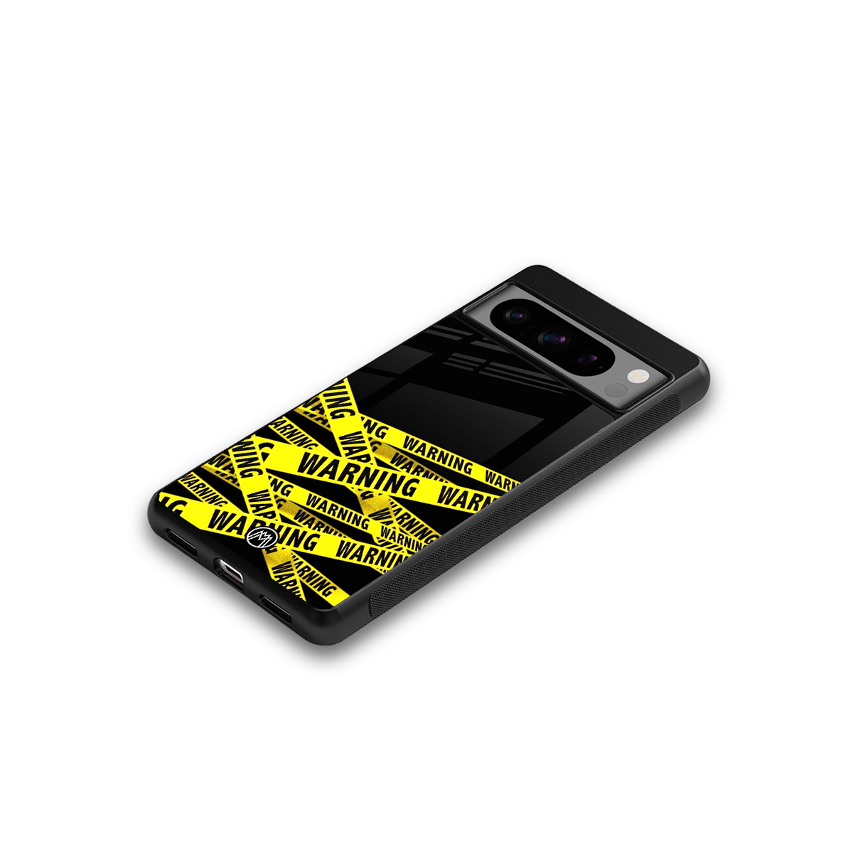 warning tape back phone cover | glass case for google pixel 8 pro