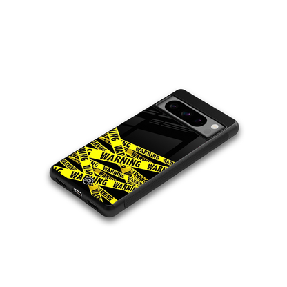 warning tape back phone cover | glass case for google pixel 8 pro