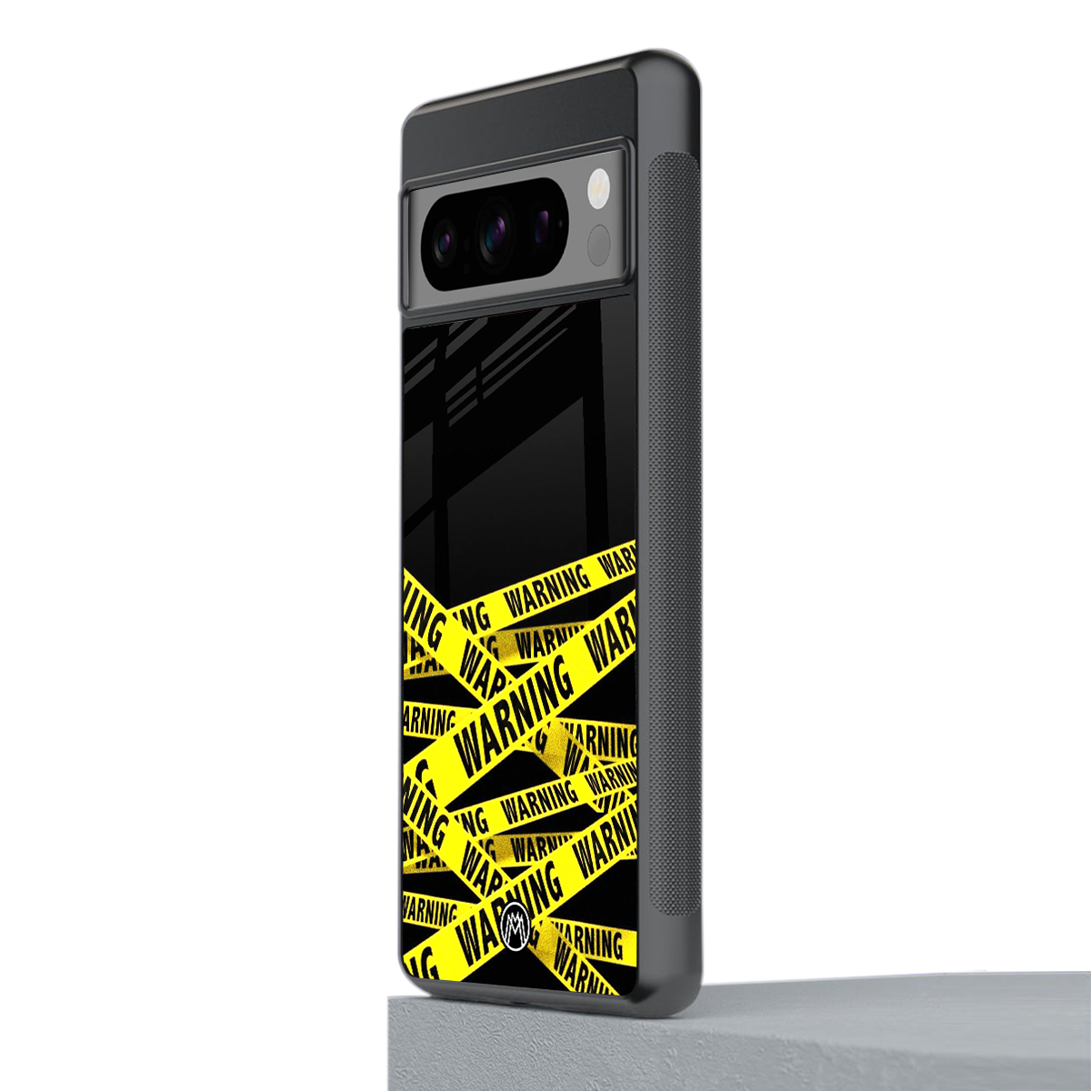 warning tape back phone cover | glass case for google pixel 8 pro