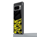 warning tape back phone cover | glass case for google pixel 8 pro
