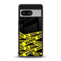 warning tape back phone cover | glass case for Google Pixel 8