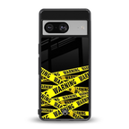 warning tape back phone cover | glass case for Google Pixel 8