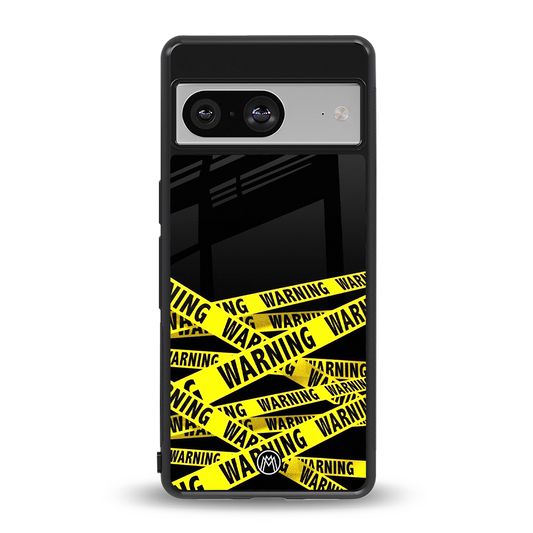 warning tape back phone cover | glass case for Google Pixel 8