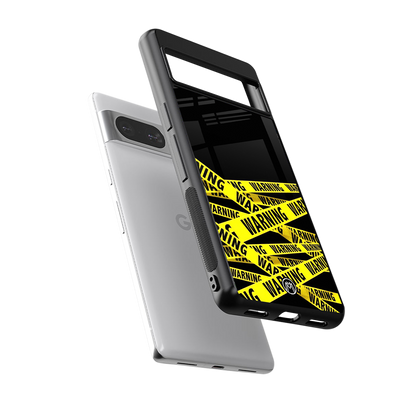 warning tape back phone cover | glass case for Google Pixel 8