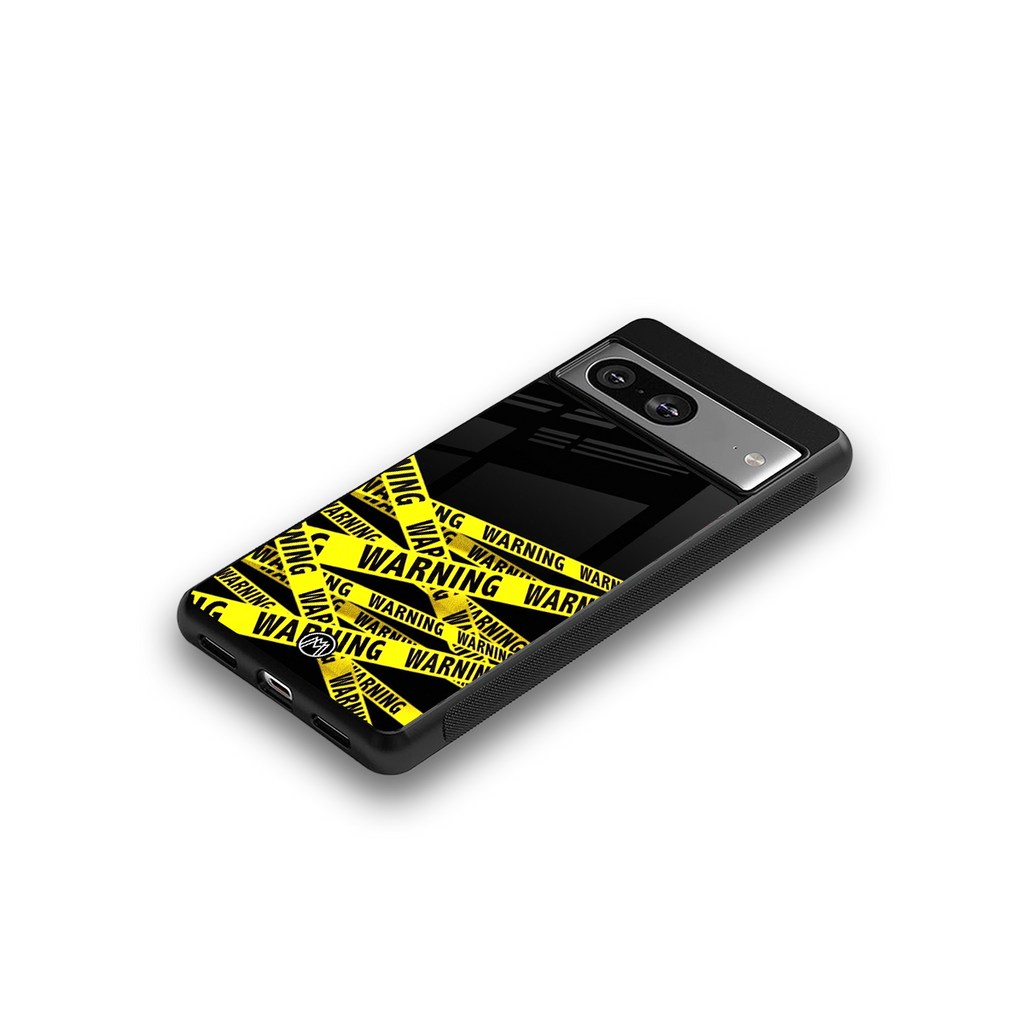 warning tape back phone cover | glass case for Google Pixel 8