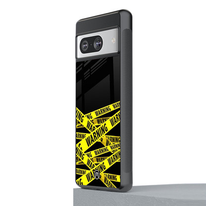 warning tape back phone cover | glass case for Google Pixel 8