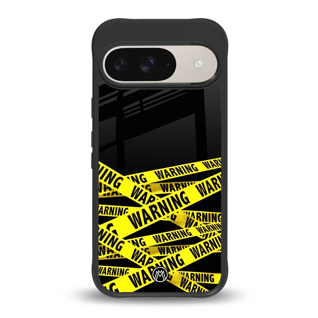 warning tape back phone cover | glass case for google pixel 9