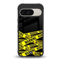 warning tape back phone cover | glass case for google pixel 9
