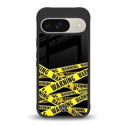 warning tape back phone cover | glass case for google pixel 9