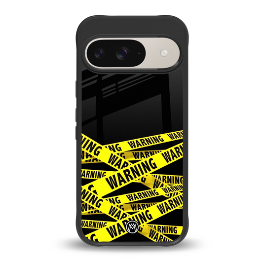 warning tape back phone cover | glass case for google pixel 9