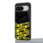 warning tape back phone cover | glass case for google pixel 9